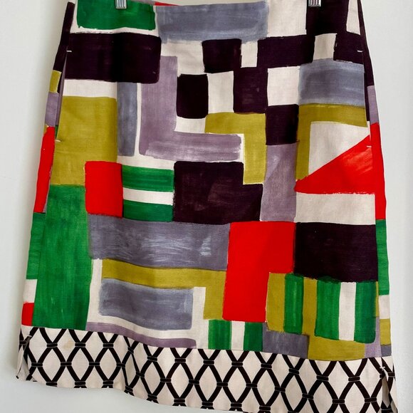 'S Max Mara Colorful Mini Skirt – Linen Cotton Blend, Size US 14 - Picture 1 of 3